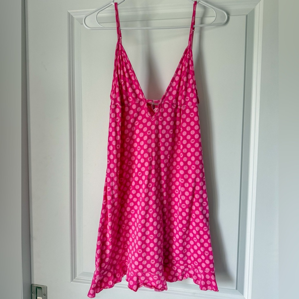 RARE- Victoria’s Secret PINK Y2K Polka Dot Babydoll Mini Dress Dog Charm Large